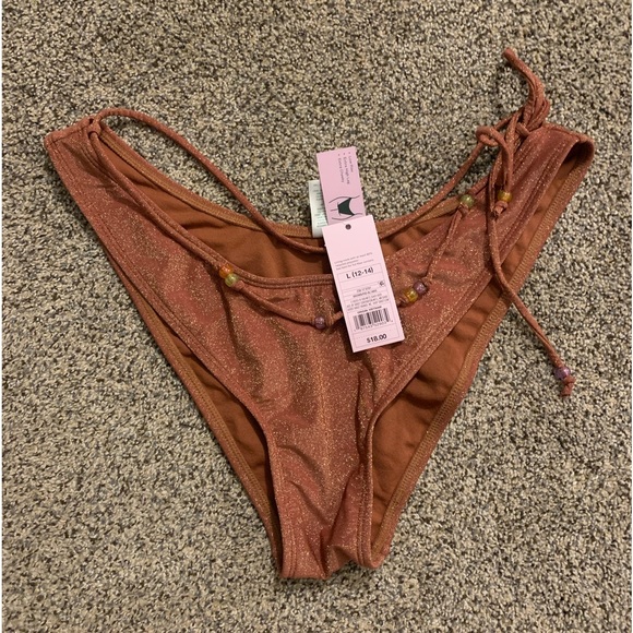 Women's Beaded Strap Triangle Bikini Top & Beaded Side-Tie Cheeky Bikini Bottom - Picture 2 of 6